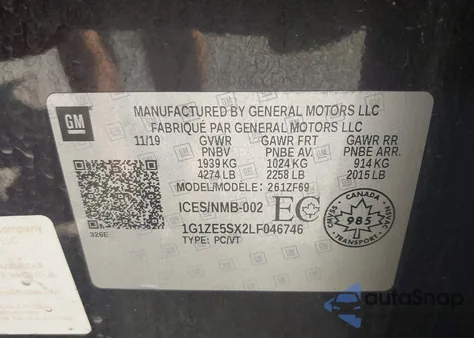 2020 Chevrolet Malibu Fwd Premier z USA, uszkodzony, nr VIN 1G1ZE5SX2LF046746